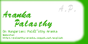 aranka palasthy business card